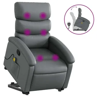 Massagesessel mit Aufstehhilfe Grau Kunstleder - Grau