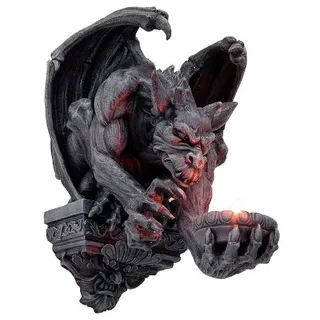 VOGLER Joh. Vogler GmbH Wandlicht Teelichthalter Gargoyle Gothic Drachen, Schwarz, Kunststein, Dekoration