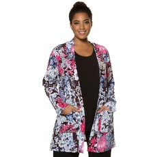 Große Größen Jacke Damen (Größe 62 64, schwarz-blumig) Übergangsjacken | Polyester/Elasthan