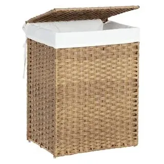 Songmics Wäschekorb mit Deckel und Griffen, faltbar, Wäschesack, pastellgelb LCB51NL