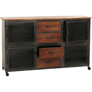 MCW Sideboard Schwarz, Braun , Holz , 150x90x40 cm , Kleinmöbel, Kommoden, Sideboards