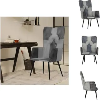vidaXL Ohrensessel Grau Echtleder - Sessel - Grau