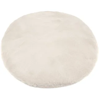 heimtexland Flauschiger Fellteppich Rabbit Hochflor Teppich Hasenfell-Imitat 90 cm rund Bettvorleger Schlafzimmer Deko-Fell Wohnzimmer Spielteppich Kinderzimmer Typ917 - Creme