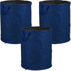 Bild von Laubsack selbstaufstellend, 3er Set, 160 L, Pop Up Gartensack mit 3 Griffen, UV-beständig, wasserdicht, blau, 65 x 55 cm