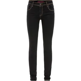 Slim-fit-Jeans CIPO & BAXX "Cipo & Baxx Jeans", Damen, Gr. W27/L34, Länge 34, schwarz, Obermaterial: 98% Baumwolle CO. 2% Elasthan EL., uni, slim fit, Jeans Slim-fit-Jeans, im Used-Look, WD443