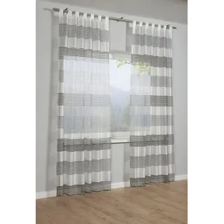 GARDINIA Gardine »Schlaufenschal Webstreifen« Schlaufen 1 Stk. tlg. mit Webstreifen Muster, grau