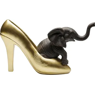 Kare Design Deko Figur Elephant Shoe Fetish, Gold/Schwarz, Elefant, Handbemalt, Unikat, Tier Design, Deko Objekt fürs Wohnzimmer, für Regale, Geschenkidee, 19x34x9 cm (H/B/T)