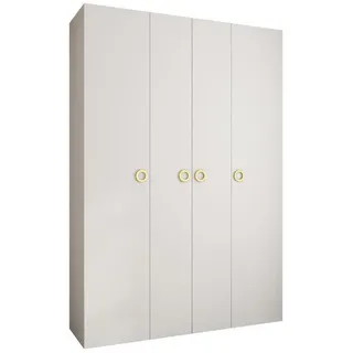 Abiks Möbel Drehtürenschrank 245,5/170/50 4-türig , Weiß, Goldfarben , Holz , Nachbildung , 170x245.5x50 cm , Schlafzimmer, Kleiderschränke, Drehtürenschränke