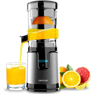 Cecotec Elektrisch Saftpresse Elektrisch Orangenpresse Zitruspressen Essential TowerAdjust Easy Steel. 140W, 0,35L, inklusive Filter und Plastiktrichter, einzigartige Rotationsrichtung, abnehmbar