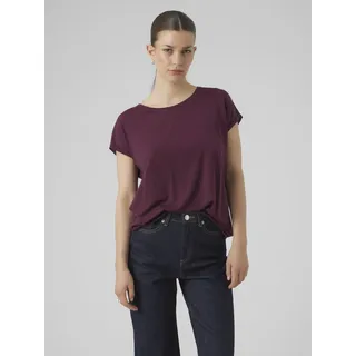 T-Shirt VERO MODA "VMAVA PLAIN SS TOP JRS NOOS", Damen, Gr. XS, rot (winetasting), Jersey, Obermaterial: 95% Lyocell, 5% Elasthan, unifarben, regular fit normal, Rundhals, Shirts T-Shirt, Materialmix, regular fit