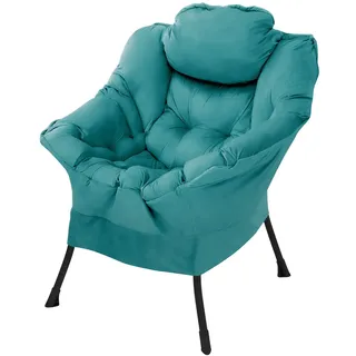 ML-Design Relaxsessel Samt 97 x 95 x 82 cm Petrol mit Armlehnen Kopfkissen und Seitentasche