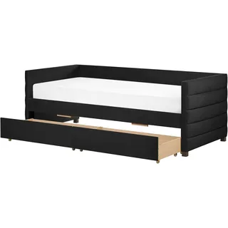 Beliani Tagesbett Schwarz Textil, 90x200 cm