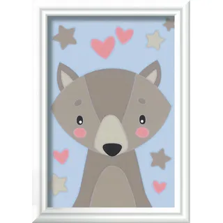 Ravensburger 20289 - Malen nach Zahlen, Kleiner Wolf 12x8,5cm, Malset