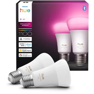Philips Hue Smart LED A60 929003853502 8,1W E27 Vollspektrumlicht 1000K 2 St.