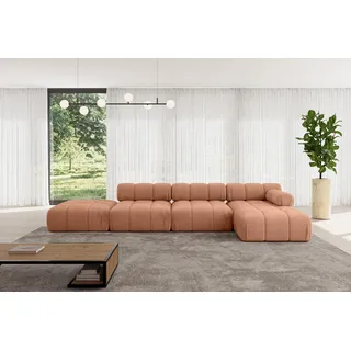 ALTDECOR Modulares Sofa Ecksofa in L-Form - Lizur-L2 - 380x160x70 cm Apricot Corner modular Sofa Eckcouch Couch Wohnlandschaft Cauchsofa Polstersofa - Orange