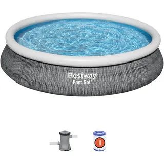 BESTWAY Fast Set Pool 457 x 84 cm inkl. Filterpumpe Rattanoptik