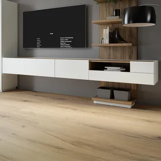 Forte Lewisville TV-Lowboard 269,4 cm Secret Grey/Eiche Holzwerkstoff