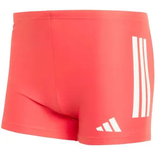 adidas Men's 3 Stripes Swim Boxers, semi lucid red/White, 30
