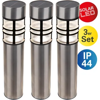 NÄVE Solarleuchte Edelstahl H:42 cm 3er Set grau