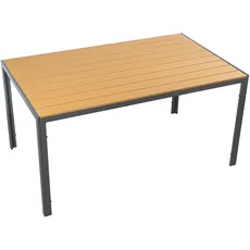 DRW Tisch aus anthrazitfarbenem Stahl und Polyethylenplatte, Naturholz, 150 x 90 x 74 cm, 150x90x74 cm