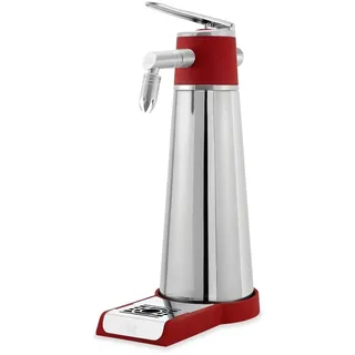 iSi Thermo XPress Whip PLUS 1 Liter, Freistehendes Sahnegerät mit Thermoisolation, Für Warme und Kalte Anwendungen, iSi Sahnespender Edelstahl, Spülmaschinenfest, Inkl. Reinigungsbürste, Silber, Rot