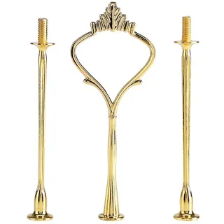 Metall-Basis für Tortenplatte, mit Griff, für 2 oder 3 Etagen, Gold/Silber (kleine Krone mit drei Schichten aus Gold)