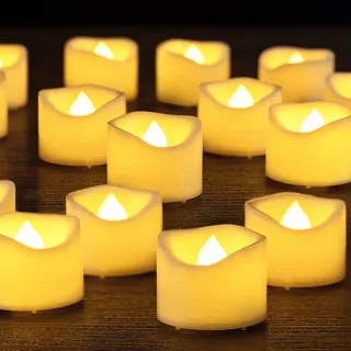 Yakpo 48 Stück 3,8 cm x 3 cm große Teelichter, batteriebetrieben, flammenlos, flackernde LED-Teelichter, gefälschte Votivkerzen, große Menge für Hochzeit, Halloween, Party, Feiertagsdekorationen