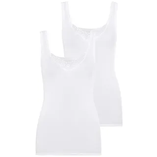 SCHIESSER Damen Trägertop mit Spitze im 2er-Pack, Weiss, 42