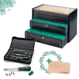Stahlwille Werkzeug Adventskalender 2024 2025 | 1/4“ Knarre, Ratschen-Schraubendreher, Steckschlüssel, Bits, | Premium Steckschlüsselsatz Made in Germany