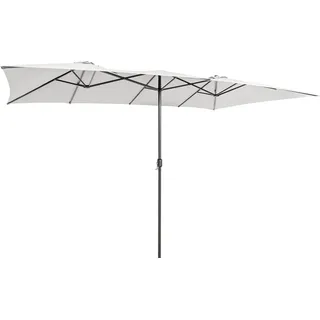 COSTWAY Doppelsonnenschirm 426x265cm, Rechteckiger Sonnenschirm, UV Schutz, Gartenschirm Groß XXL, Terrassenschirm mit Kurbel, Marktschirm für Pool, Terrasse, Garten - Beige