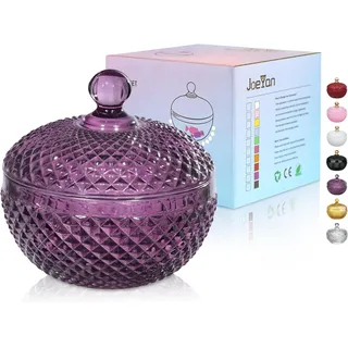 Joeyan Klein Dunkelviolett Bonboniere Glas mit Deckel für Kekse Schokolade Hochzeit Partys Buffet, 350ml Oster Dekorative Vorratsgläser für Haus Küche Badezimmer, Farbig Schmuck Vorratsdosen Glas