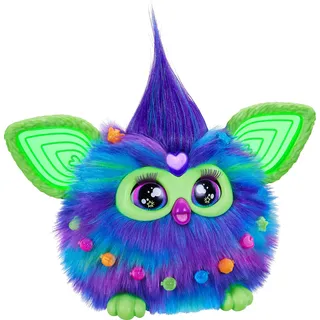 Hasbro Furby Galaxy leuchtet im Dunkeln, interaktives Plüschspielzeug - Deutsche Fassung, Silber/Blau/Lila