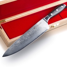 Stallion Damastmesser Wave Großes Chefmesser - Messer mit 22cm Klinge aus Damaststahl