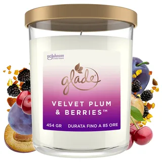 Glade Extra Große Duftkerze im Glas, Geschenk, Velvet Plum & Berries, 454g, Lange Brenndauer bis zu 85 Std.