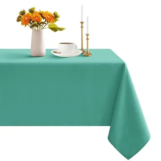 Romanstile Tischdecke Outdoor abwaschbar 140x240 cm Türkis Petrol rechteckig wasserabweisend Tischtuch Table Cloth Tischwäsche Deko für Geburtstag,Party,Garten,Frühling,Sommer,Terrasse,Hochzeit,Ostern