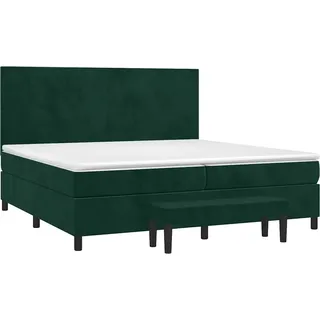 vidaXL Boxspringbett mit Matratze Dunkelgrün 200x200 cm Samt - Grün