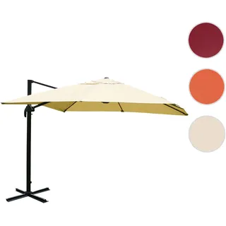 Gastronomie-Ampelschirm HWC-A96, Sonnenschirm 3x3m (Ø4,24m) Polyester Alu/Stahl 23kg ~ creme ohne St
