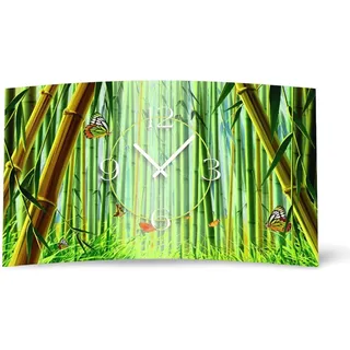 Bambus Schmetterlinge Designer Wanduhr modernes Wanduhren Design leise kein ticken dixtime 3DS-0097 - Grün