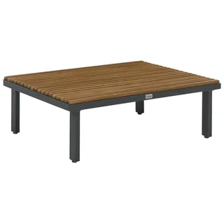 BELIANI Loungetisch Dunkelgrau Akazienholz u Stahl Rechteckig 90x70 cm Rustikaler Niedriger Holztisch für Lounge Balkon Terrasse Außenbereich - Grau, Braun
