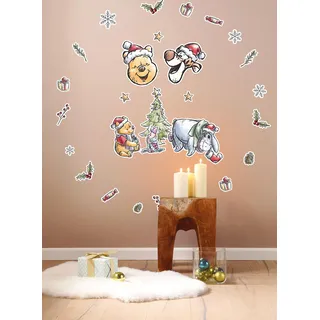KOMAR Winnie Pooh Christmas 50 x 70 cm selbstklebend, Wandsticker, Kinderzimmer,