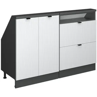Vicco Küchenschrank FÜR Dachschrägen R-Line Weiß Riffel 120 cm 2er Set , Weiß, Anthrazit , Holzwerkstoff , Rechteckig , 120x83.8x46 cm , Küchen, Küchenmöbel, Küchenschränke, Küchenunterschränke