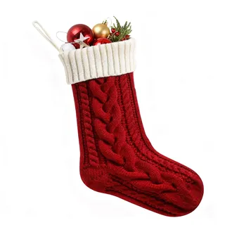 Weihnachtsstrumpf Personalisiert Nikolausstrumpf 46cm Hängende Großer Gestrickter Weihnachtsstrumpf Christmas Stockings für Feiertags, Familienparty, Dekoration