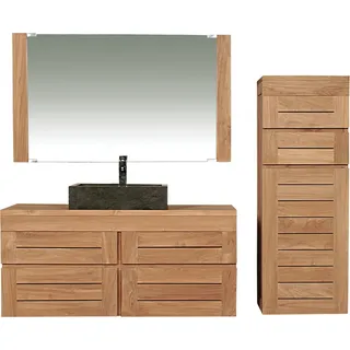 Badmöbel Set Sunne Teak Massivholz Ohne Hochschrank 120cm 90 cm Ragunda