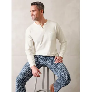 Pyjamaoberteil WÄSCHEPUR "Schlafanzug-Shirt", Herren, Gr. 56/58, beige (ecru), 100% Baumwolle, unifarben, Shirts Pyjamaoberteil