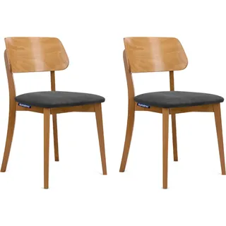 Konsimo Esszimmerstühle 2 St VINIS Gestell aus Massivholz, Graphit, Stoff/Holz, Modern, 47x80,5x45 cm - Grau