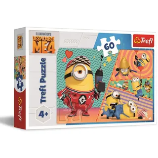 Trefl 17395 Despicable Me 4, Lustige Minions 60 Elemente-Buntes Puzzle mit Helden der Fernsehserie, Kreative Unterhaltung, Spiel für Kinder ab 4 Jahren, Mehrfarbig