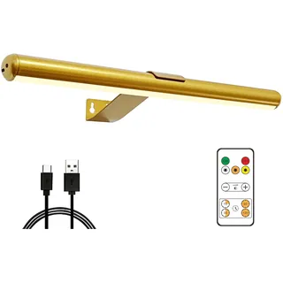 Arixinks 40cm Drahtlose Bilderleuchte LED, Bilderlampe mit Fernbedienung, Wiederaufladbare Dart beleuchtung Kabellos Malleuchte zum Malen von Bildern,Gold