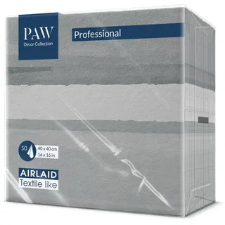 Paw Decor Collection PAW - Servietten aus Airlaid - Stoffähnlich (40 x 40 cm) I 50 Stück I Ideal für Hochzeit, Taufe, Kommunion, Geburtstag I Stoffservietten - Erdfarben, Grau I Farbe: Fluid grey
