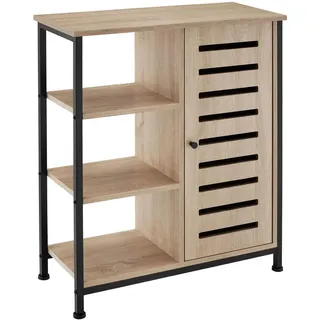 tectake Sideboard , mit höhenverstellbaren Kunststofffüßen, 70 x 32 x 82 cm, Industrial Holz hell, Eiche Sonoma , Naturfarben , Holzwerkstoff , Beton Optik , Rechteckig , 71x82x32 cm , Kleinmöbel, Kommoden, Highboards
