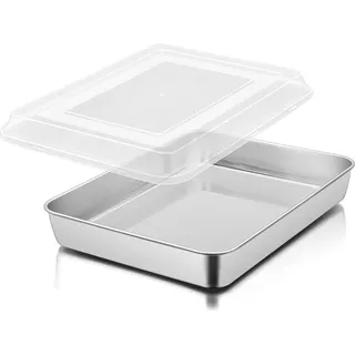 Herogo Tiefes Edelstahl Backblech mit Deckel 31x24x5cm - Ideal für Lasagne, Brownies & mehr